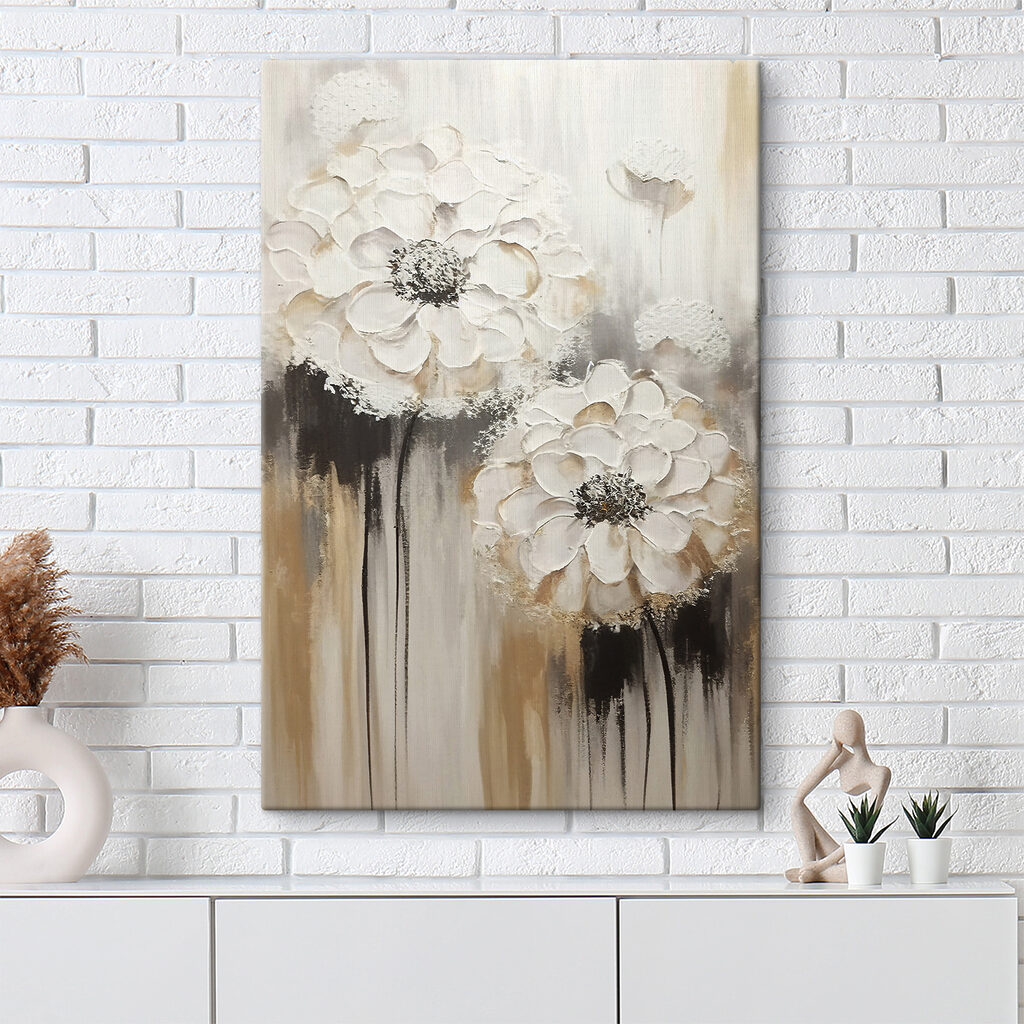A painting of white flowers