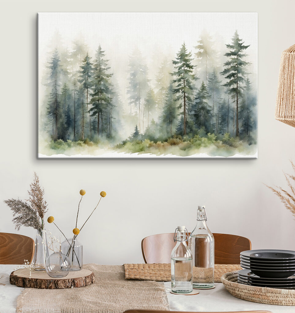 A watercolor of a forest
