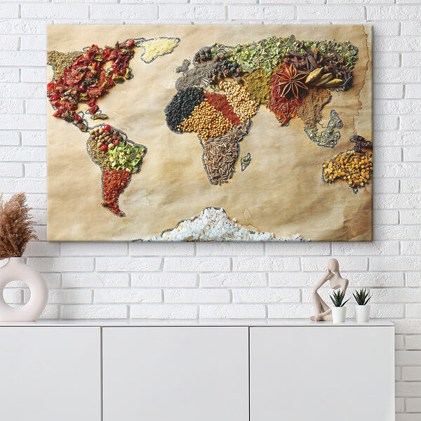Mapa světa z různých druhů koření Mapa světa z různých druhů koření