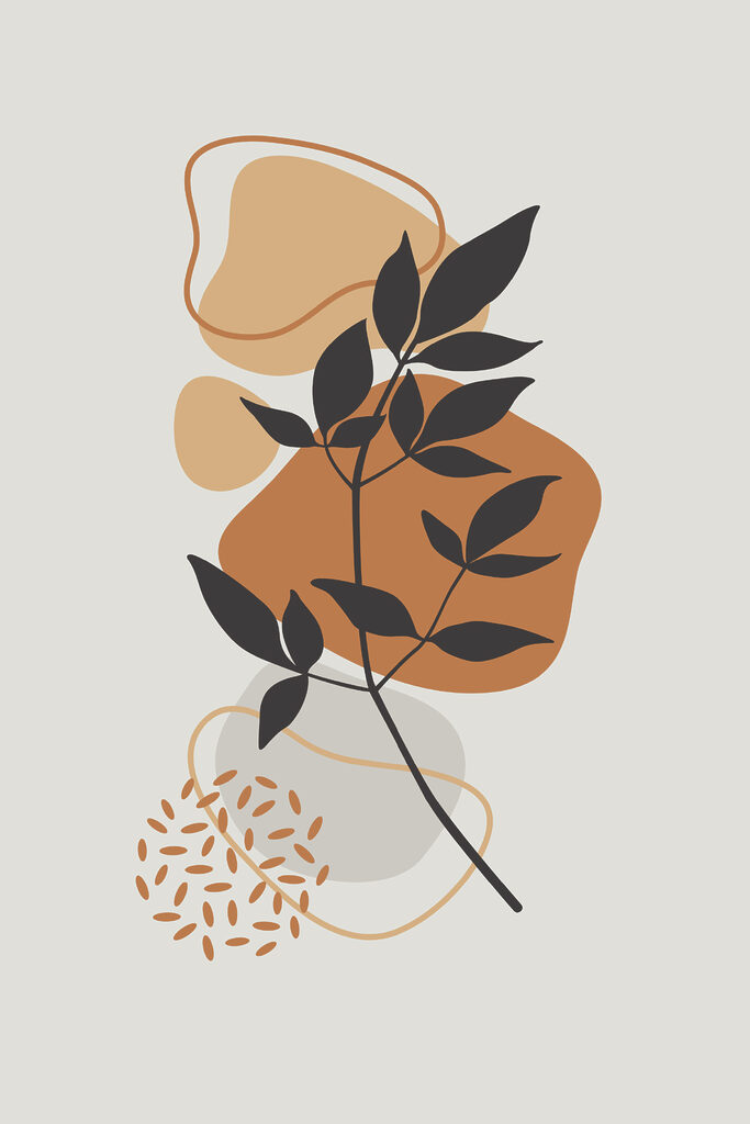 A plant with leaves and brown shapes A plant with leaves and brown shapes