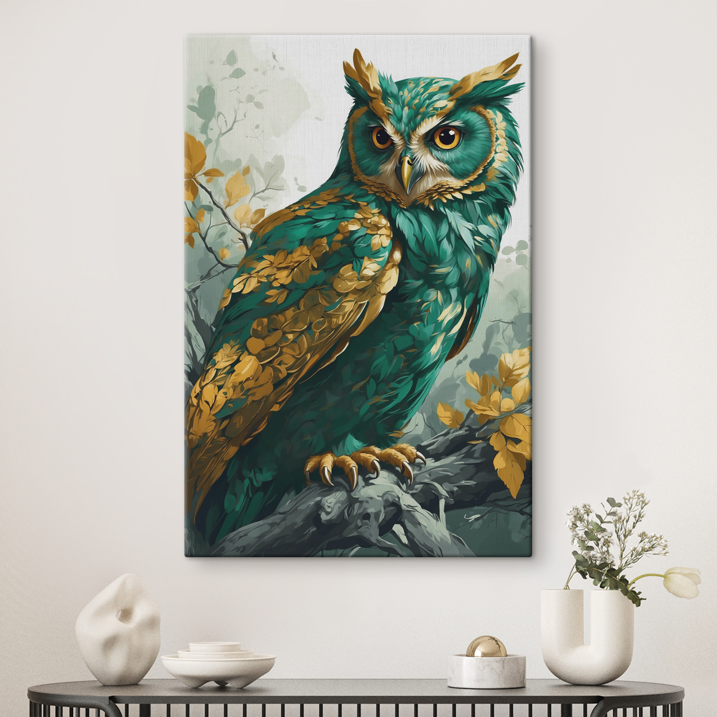A painting of an owl