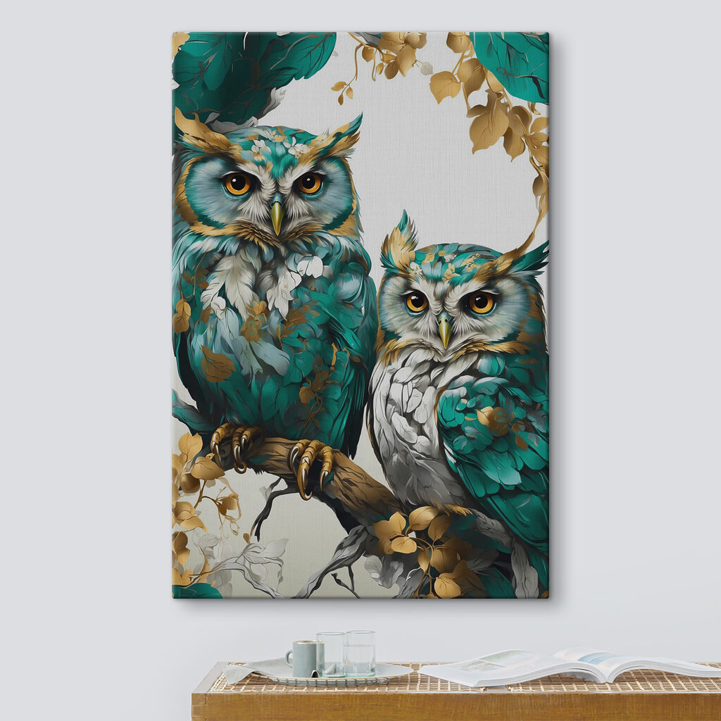 A couple of owls on a branch