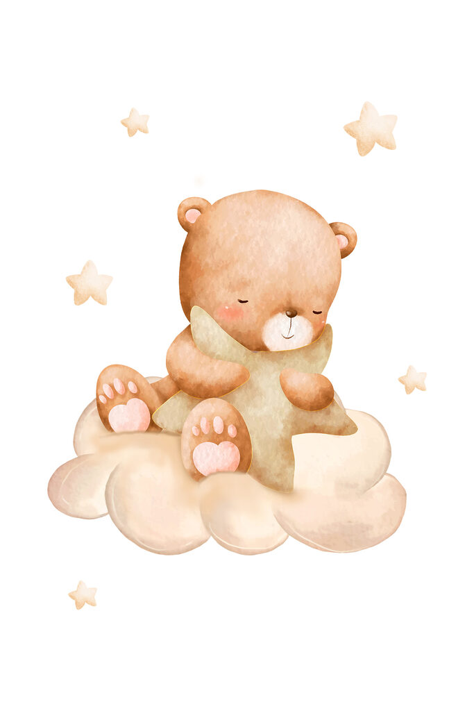 A teddy bear sitting on a cloud