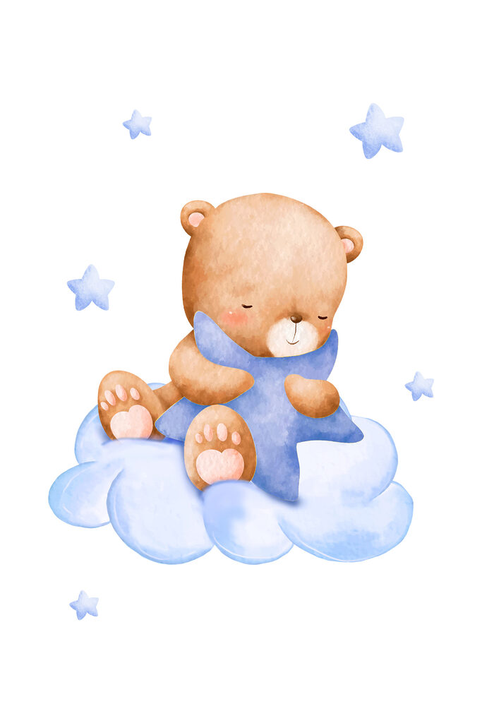 A teddy bear on a cloud