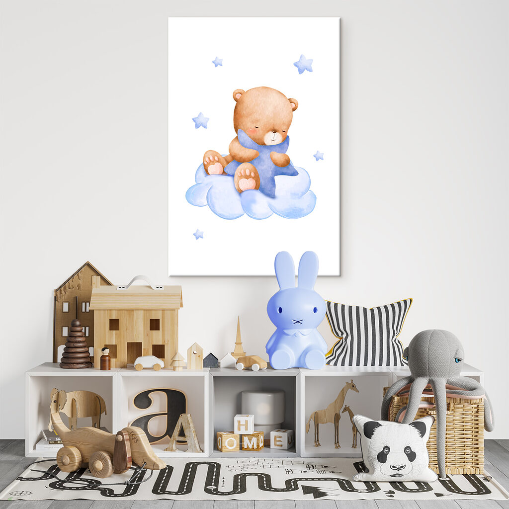 A teddy bear on a cloud