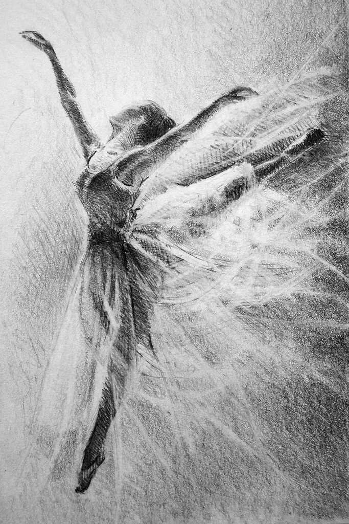 A drawing of a woman dancing