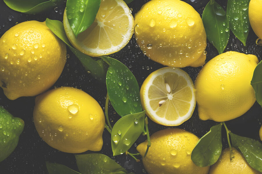 Skupina citronů s listy Skupina citronů s listy