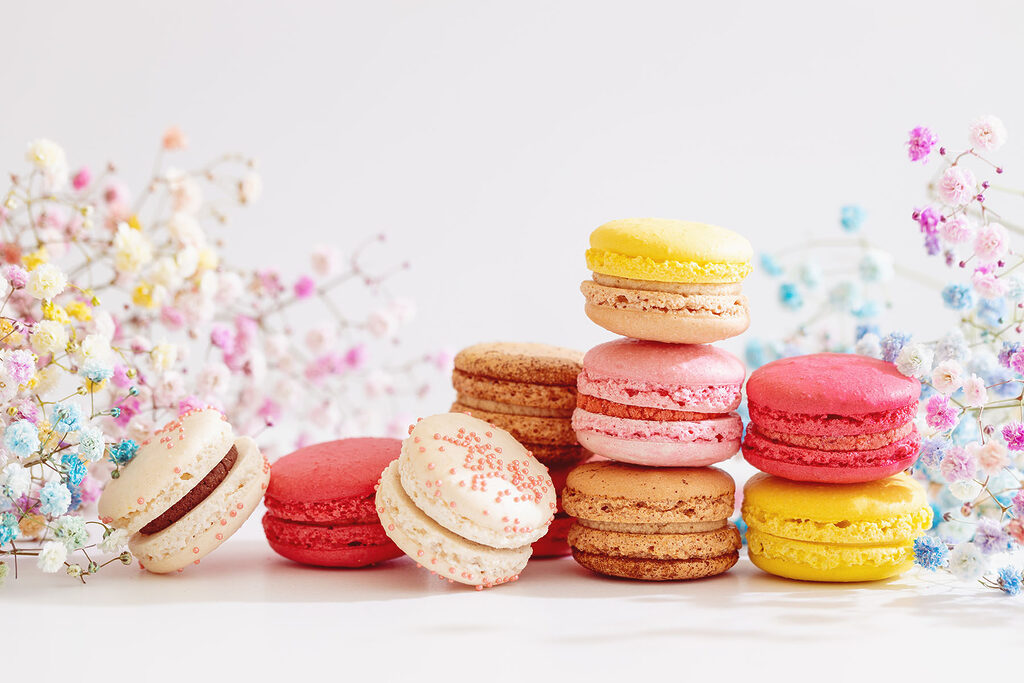 A stack of colorful cookies