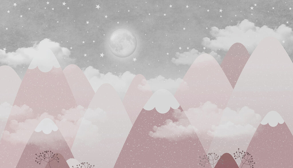 A moon over mountains and clouds A moon over mountains and clouds