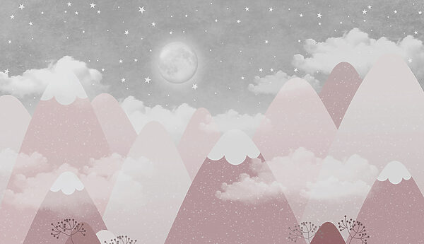 A moon over mountains and clouds A moon over mountains and clouds