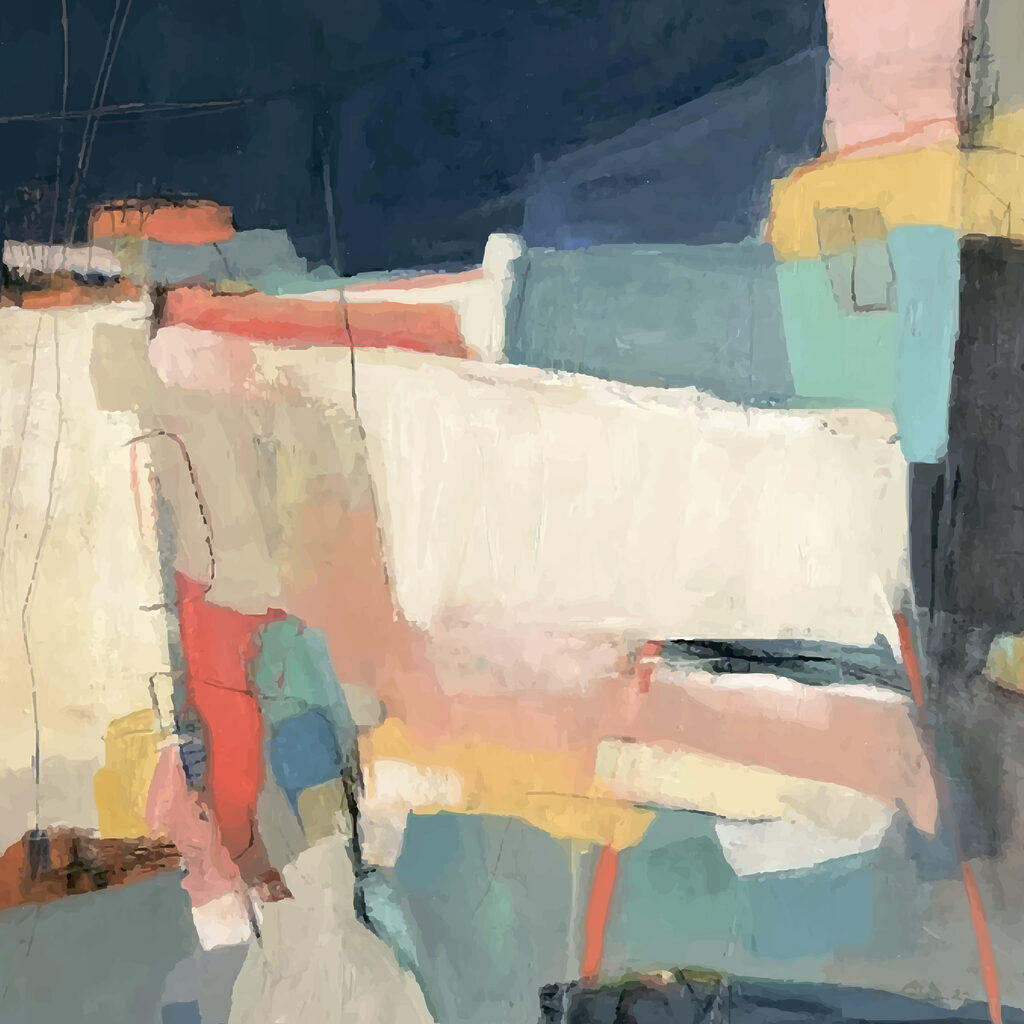 A painting of colorful shapes