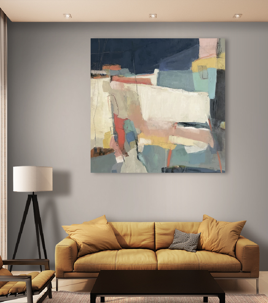 A painting of colorful shapes