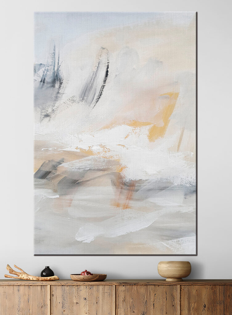 A white and grey abstract art