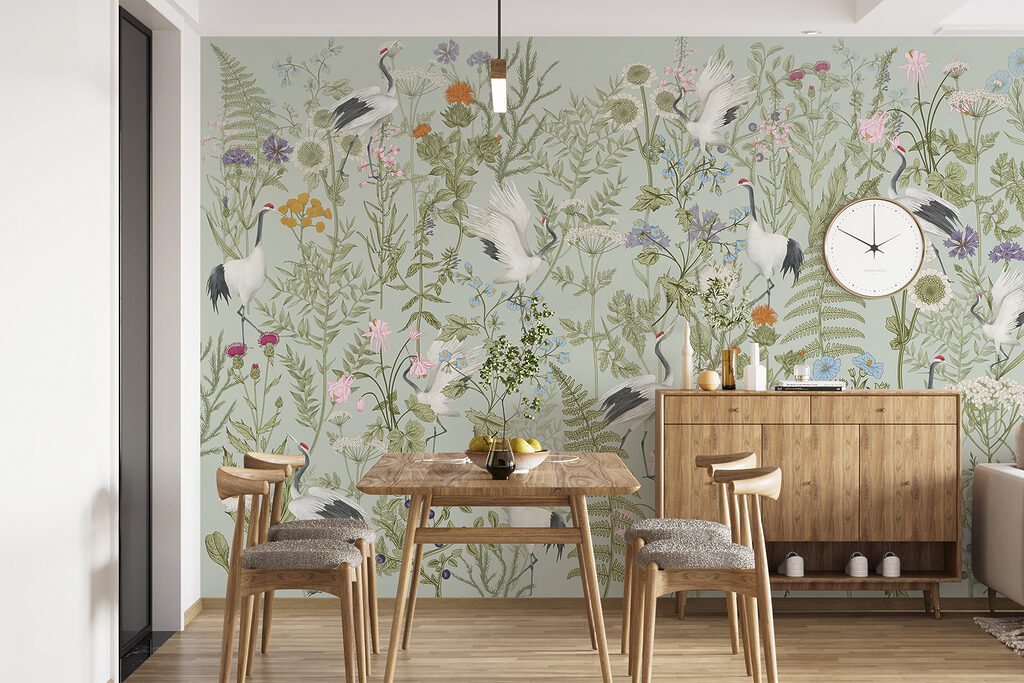 A wallpaper with birds and plants A wallpaper with birds and plants