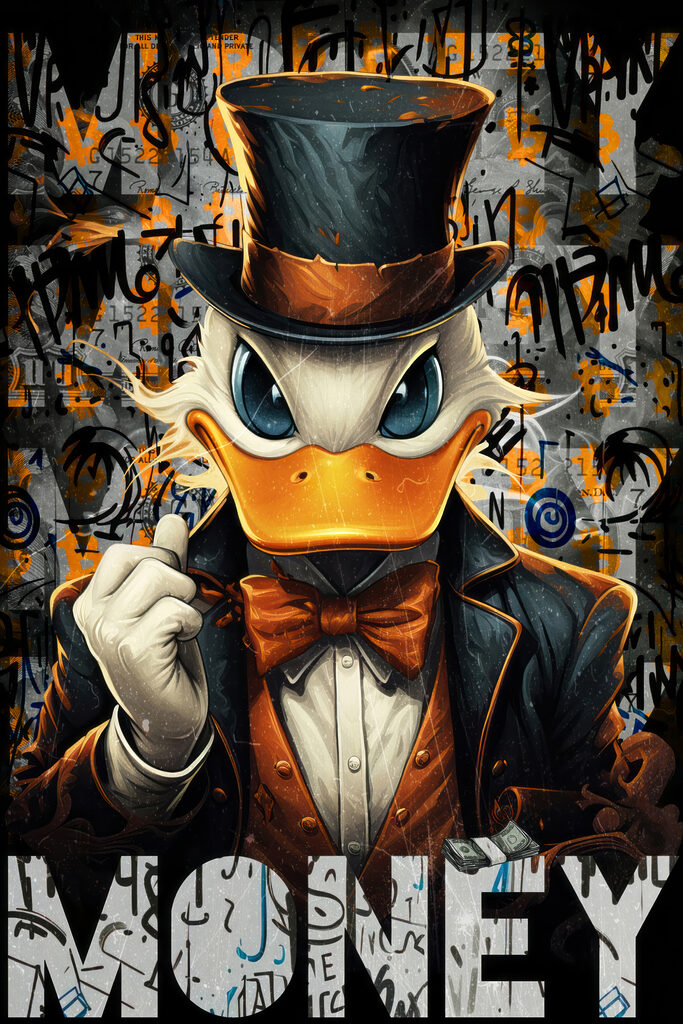 A duck wearing a suit and hat