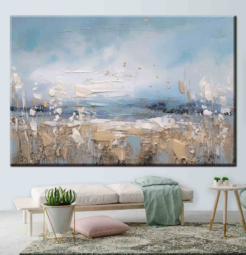 A painting of a beach