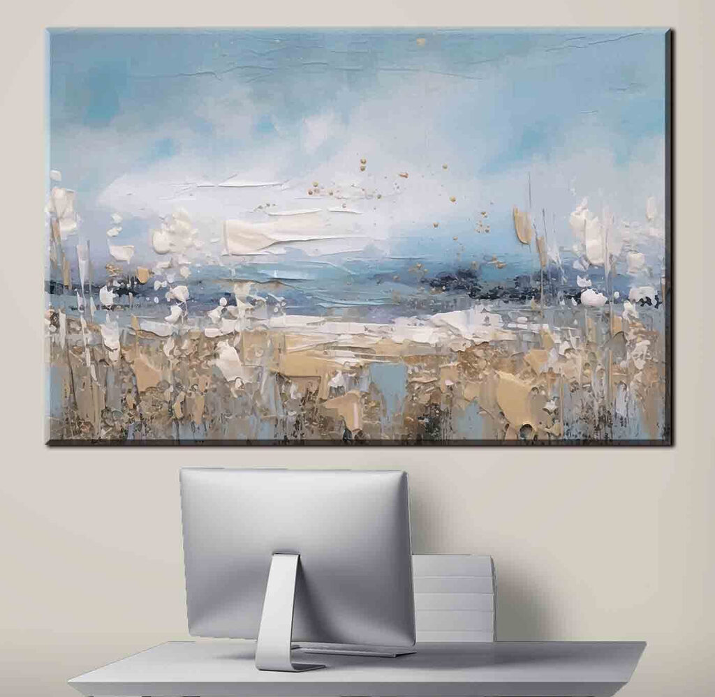 A painting of a beach