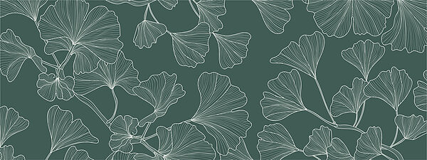 A pattern of leaves on a green background