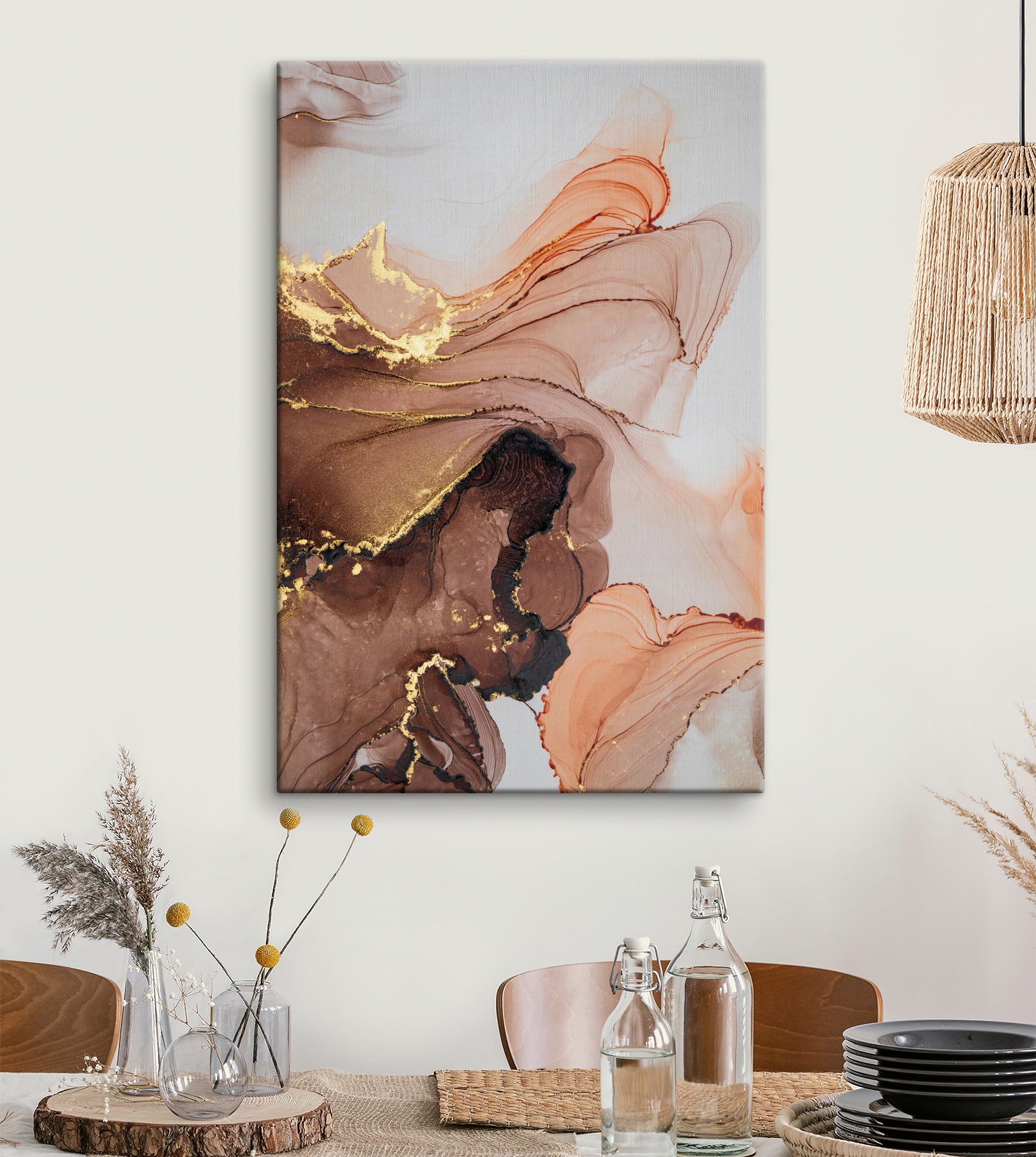 A close up of a painting