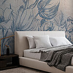 Fototapeta Kresba květin na popraskané zdi