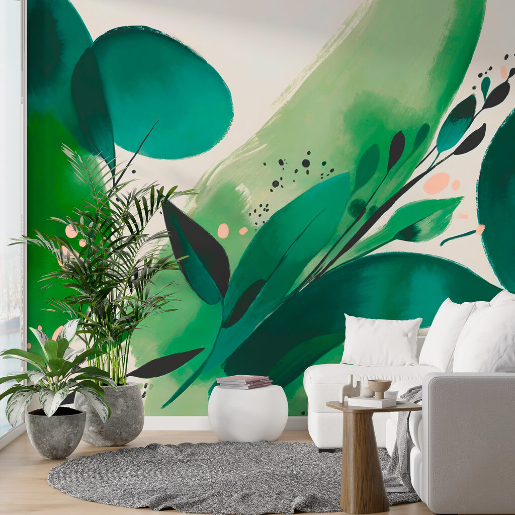 A painting of leaves and branches A painting of leaves and branches