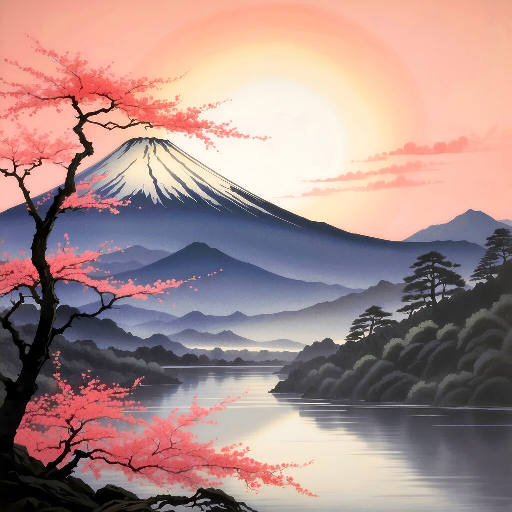 A mountain with a lake and trees