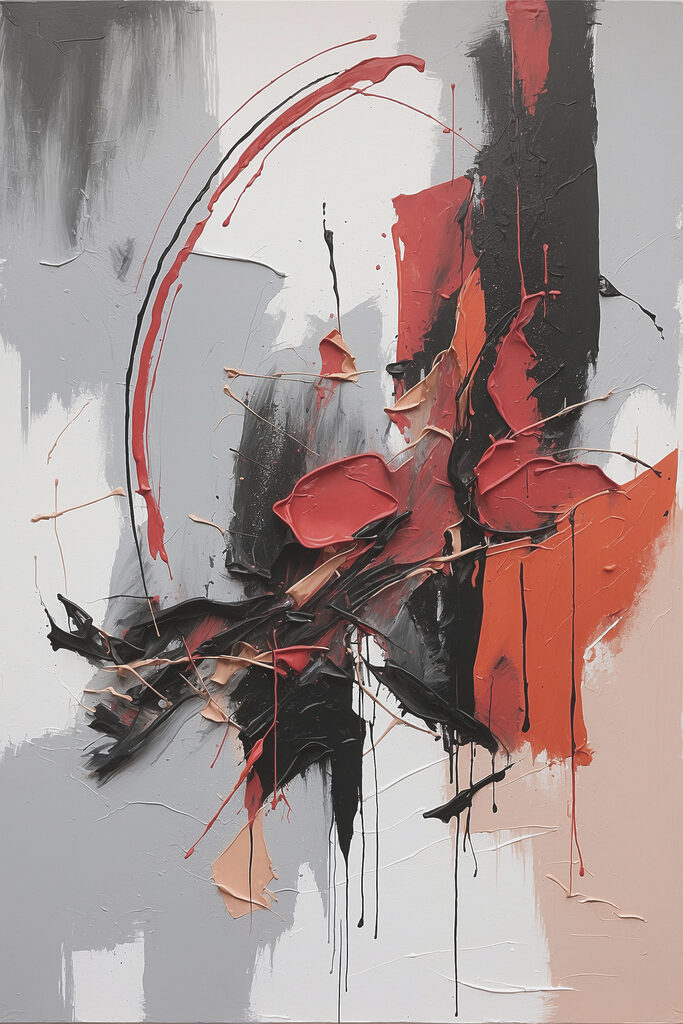 A painting of a person with different colors