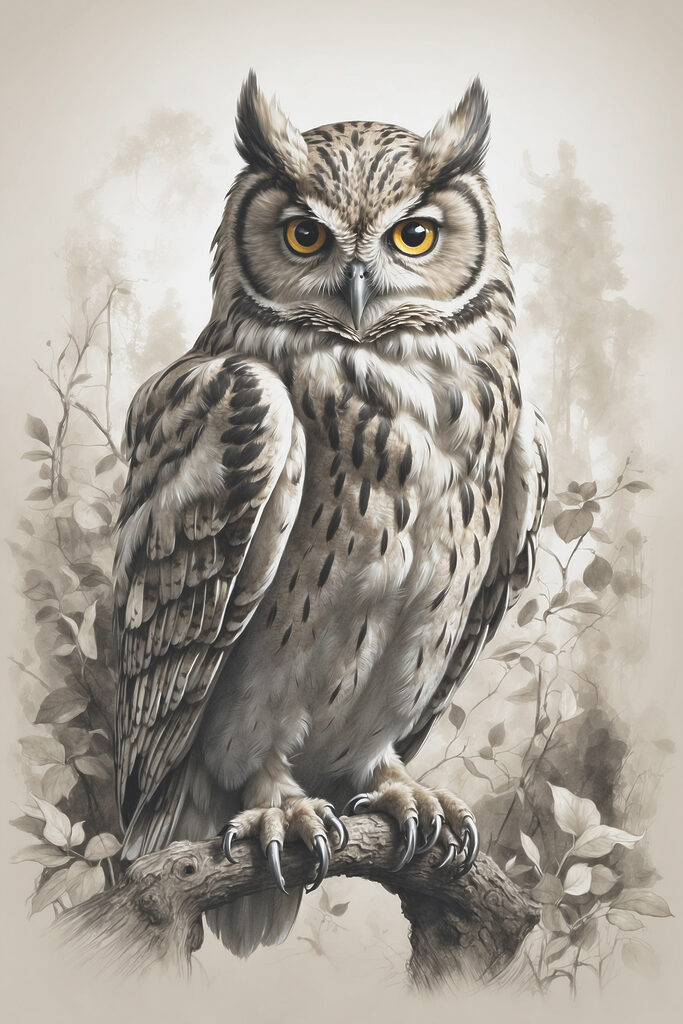 A painting of an owl