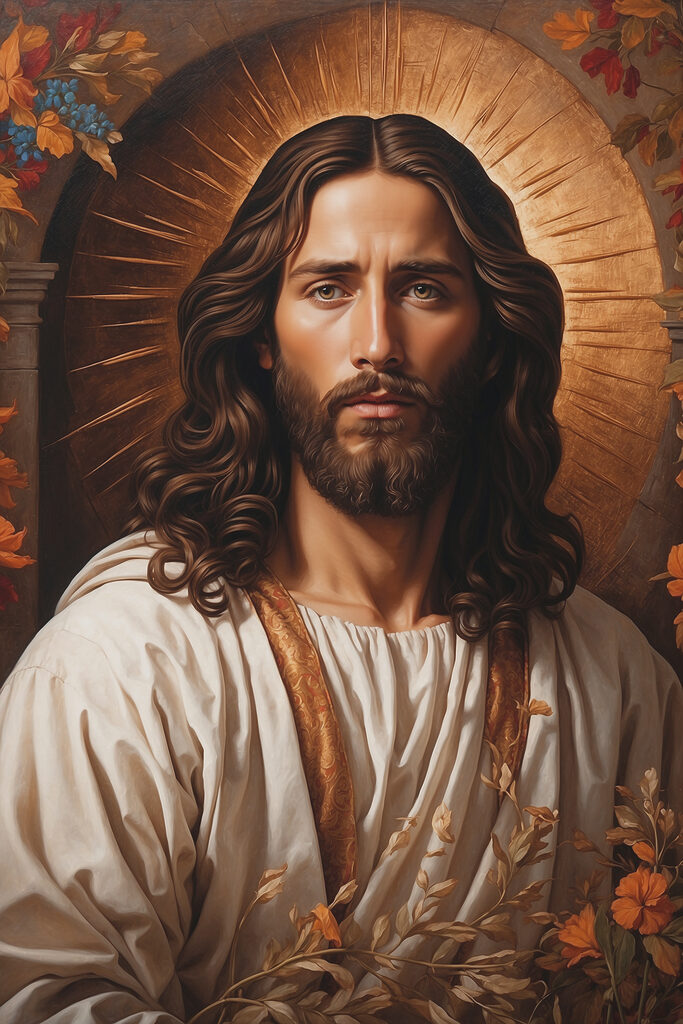 Autumn halo, serene sacred gaze