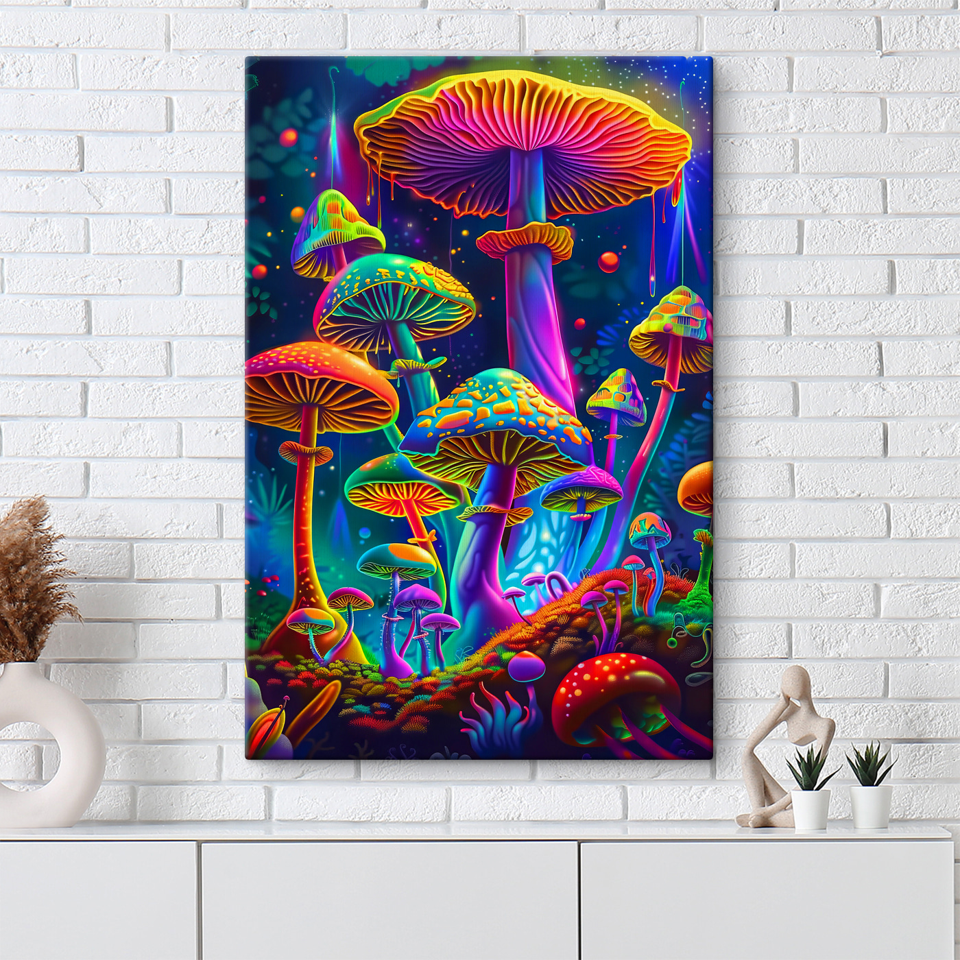 A colorful mushrooms in a forest