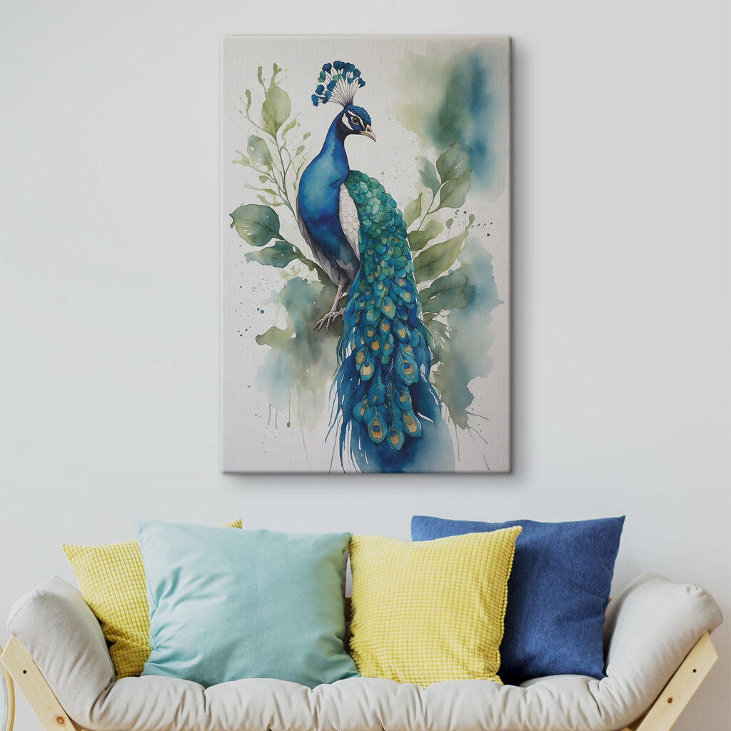 A watercolor of a peacock A watercolor of a peacock