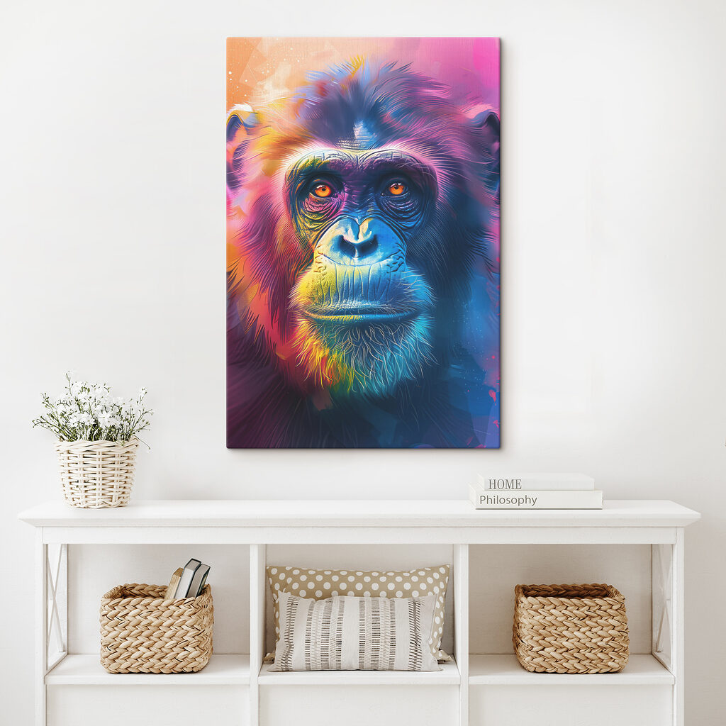 A colorful monkey with orange eyes A colorful monkey with orange eyes