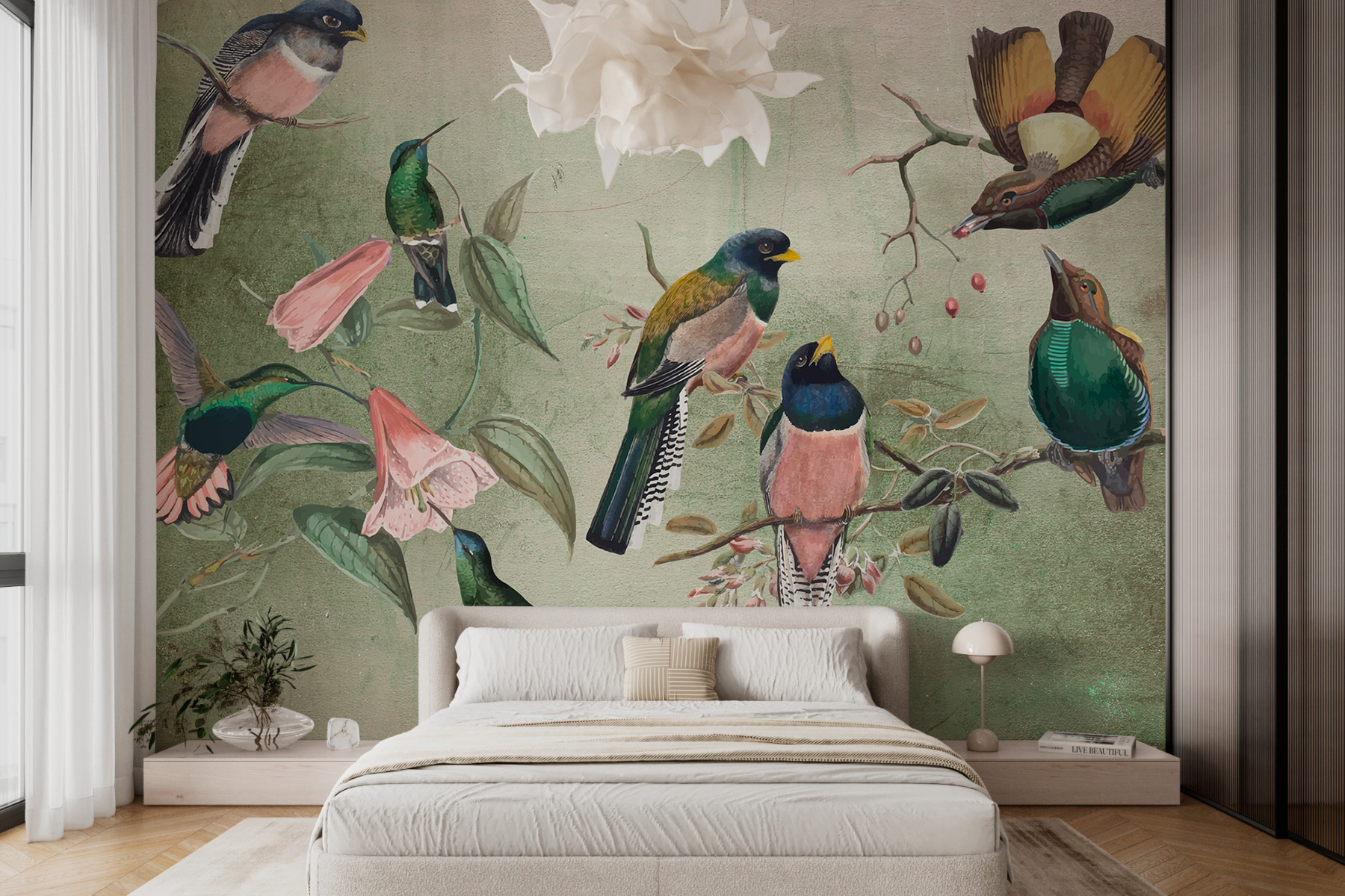 Skupina ptáků na větvi w00543pib41r - Skupina ptáků na větvi - tegory