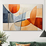 Tyrkysová a bronzová abstraktní elegance Obraz Malba kruhů a čar