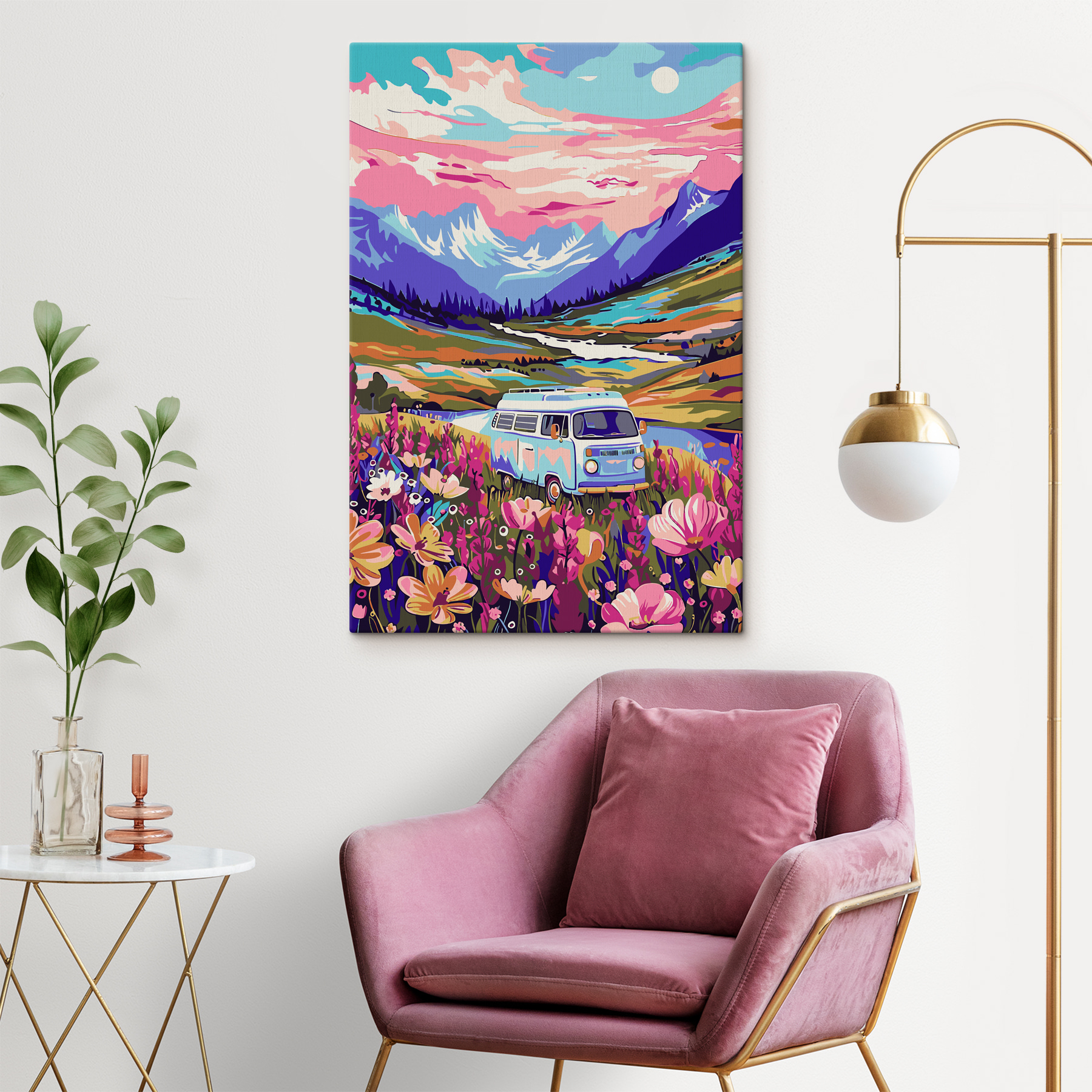 Dodávka projíždějící květinovým polem s38260pig307m - Dodávka projíždějící květinovým polem - tegory