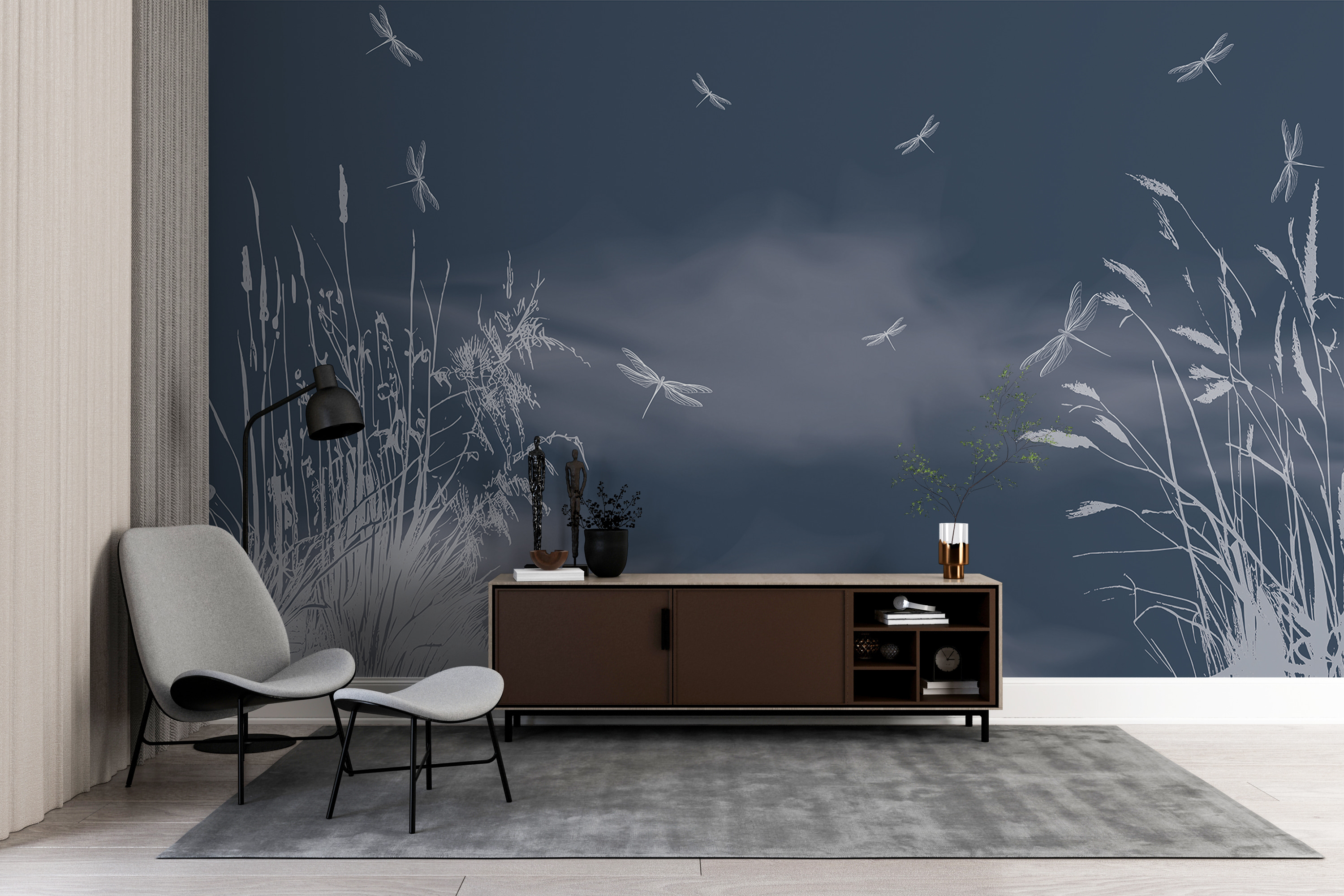 Dragonflies flying in the sky