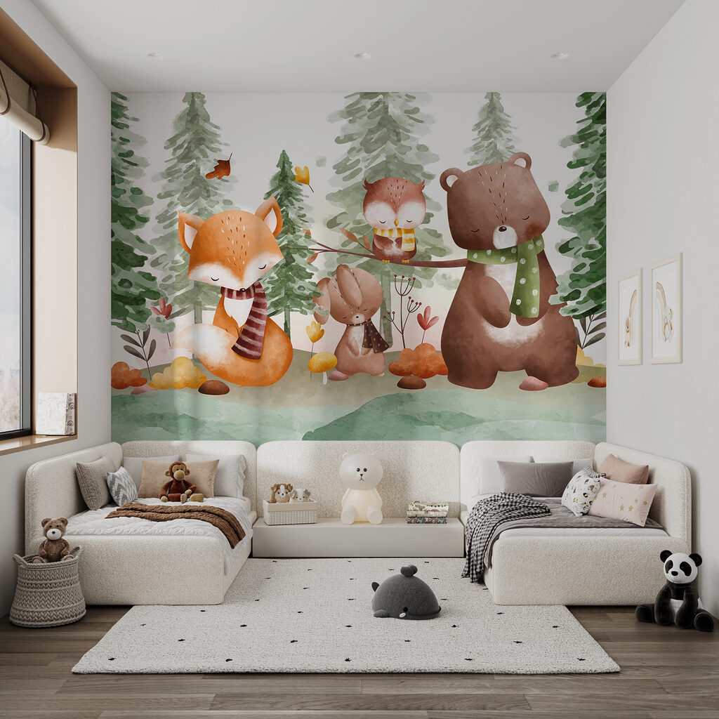 A group of animals in a forest