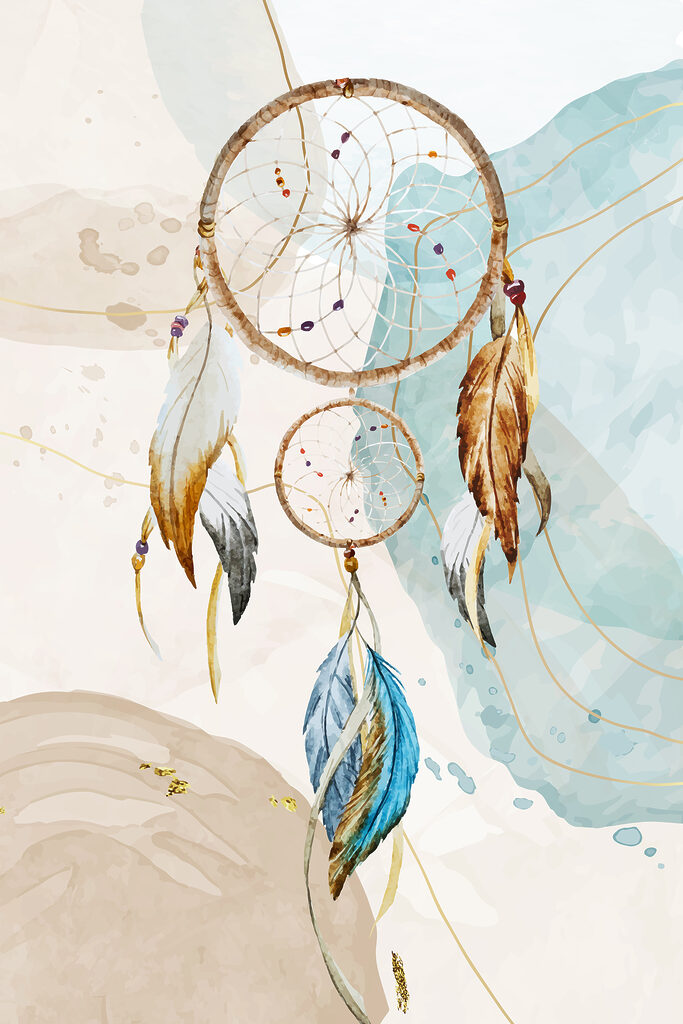 A dream catcher with feathers A dream catcher with feathers