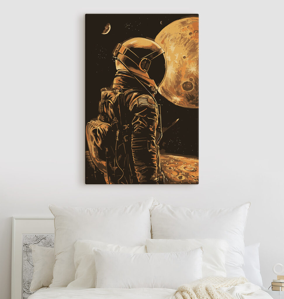 A person wearing a helmet and standing in space
