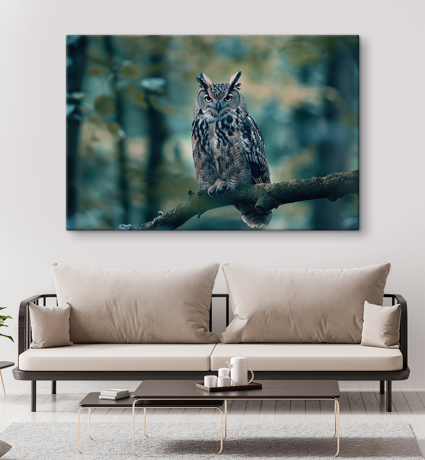 An owl sitting on a branch