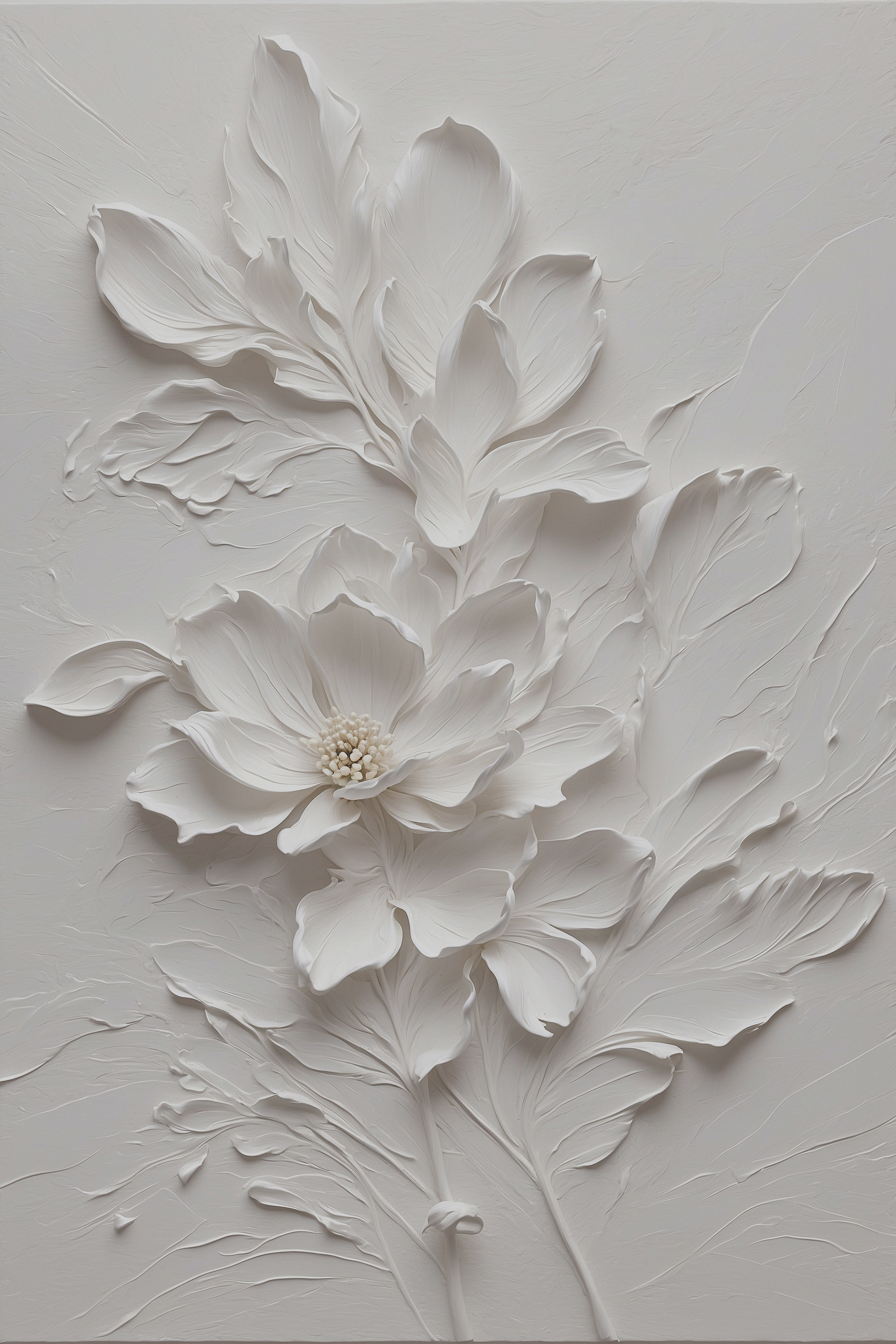 A white flower with leaves