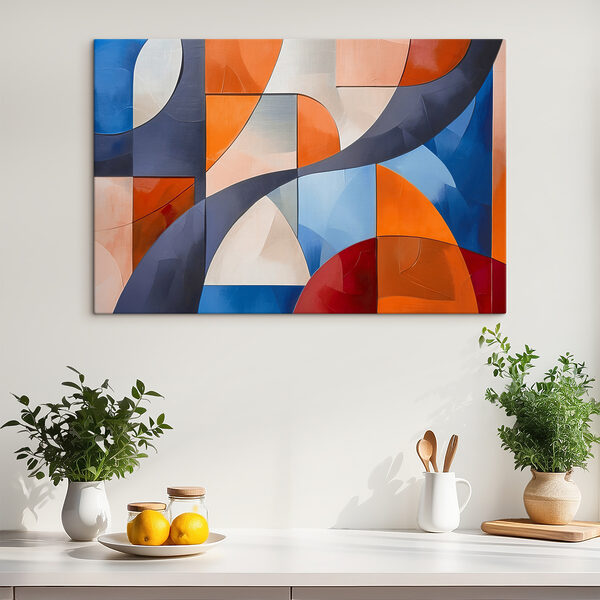 A colorful art piece with curved shapes A colorful art piece with curved shapes