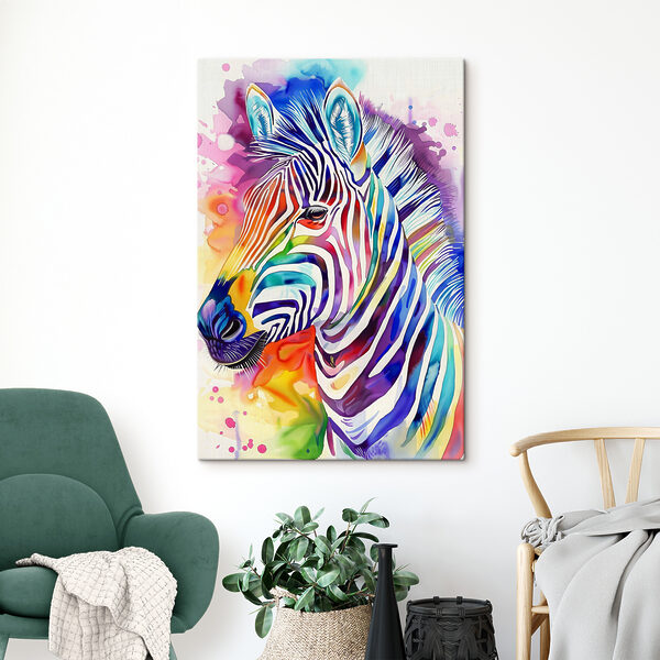 Barevná zebra s duhovými barvami Barevná zebra s duhovými barvami