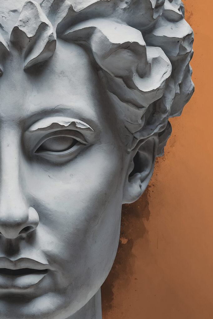 A statue of a man's face