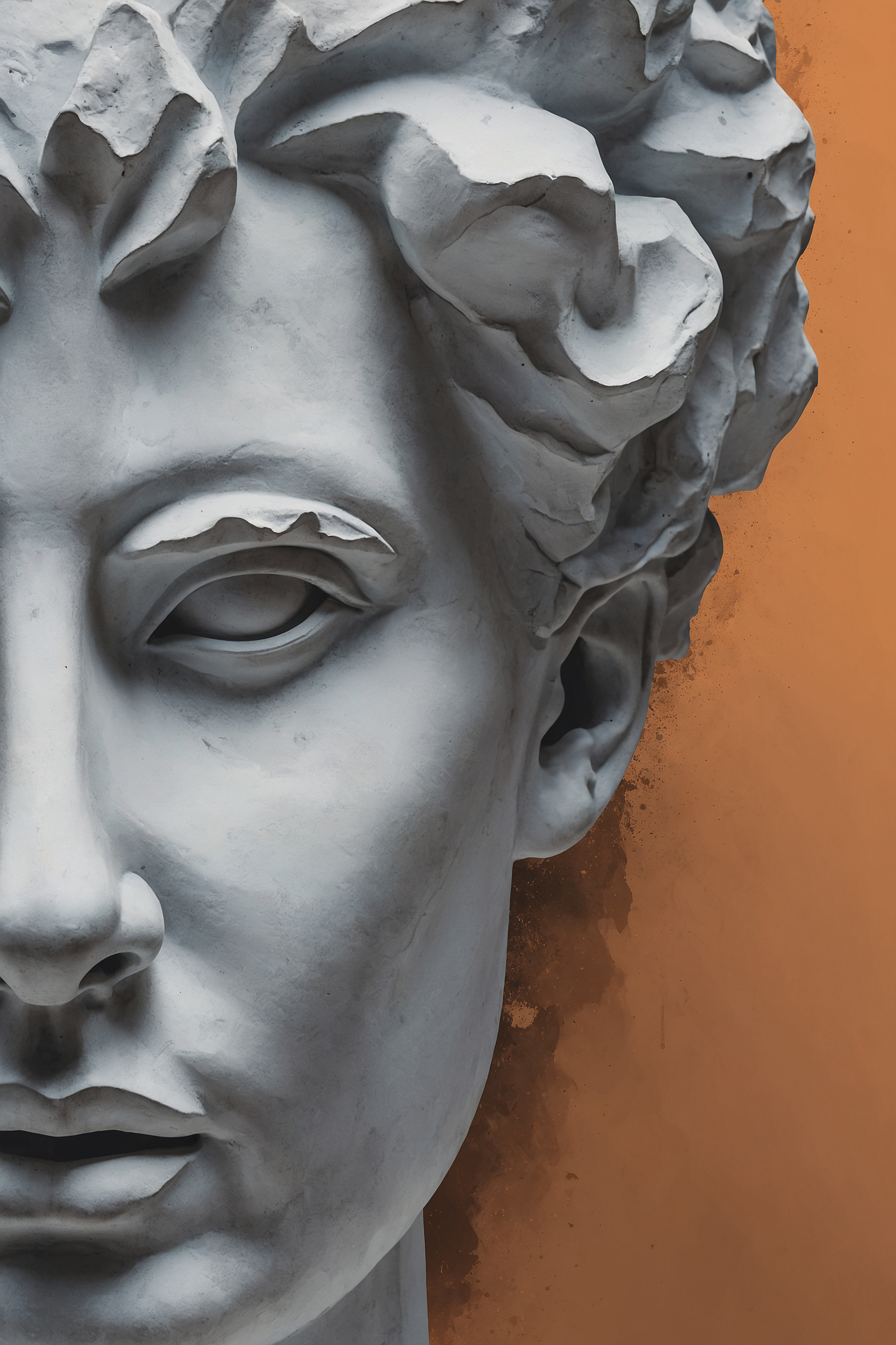 A statue of a man's face