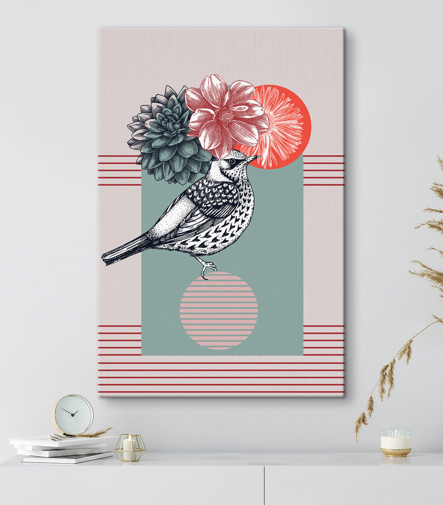 A bird with flowers on its head