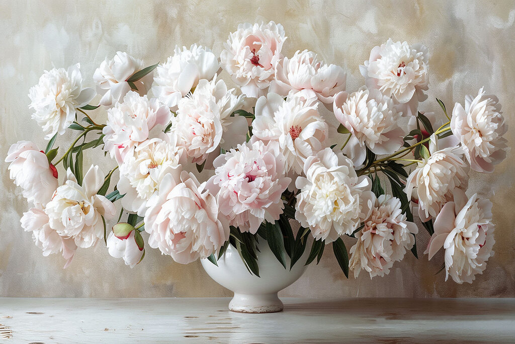 A vase of white flowers
