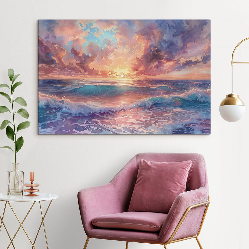 A sunset over the ocean