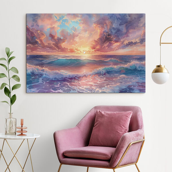 A sunset over the ocean