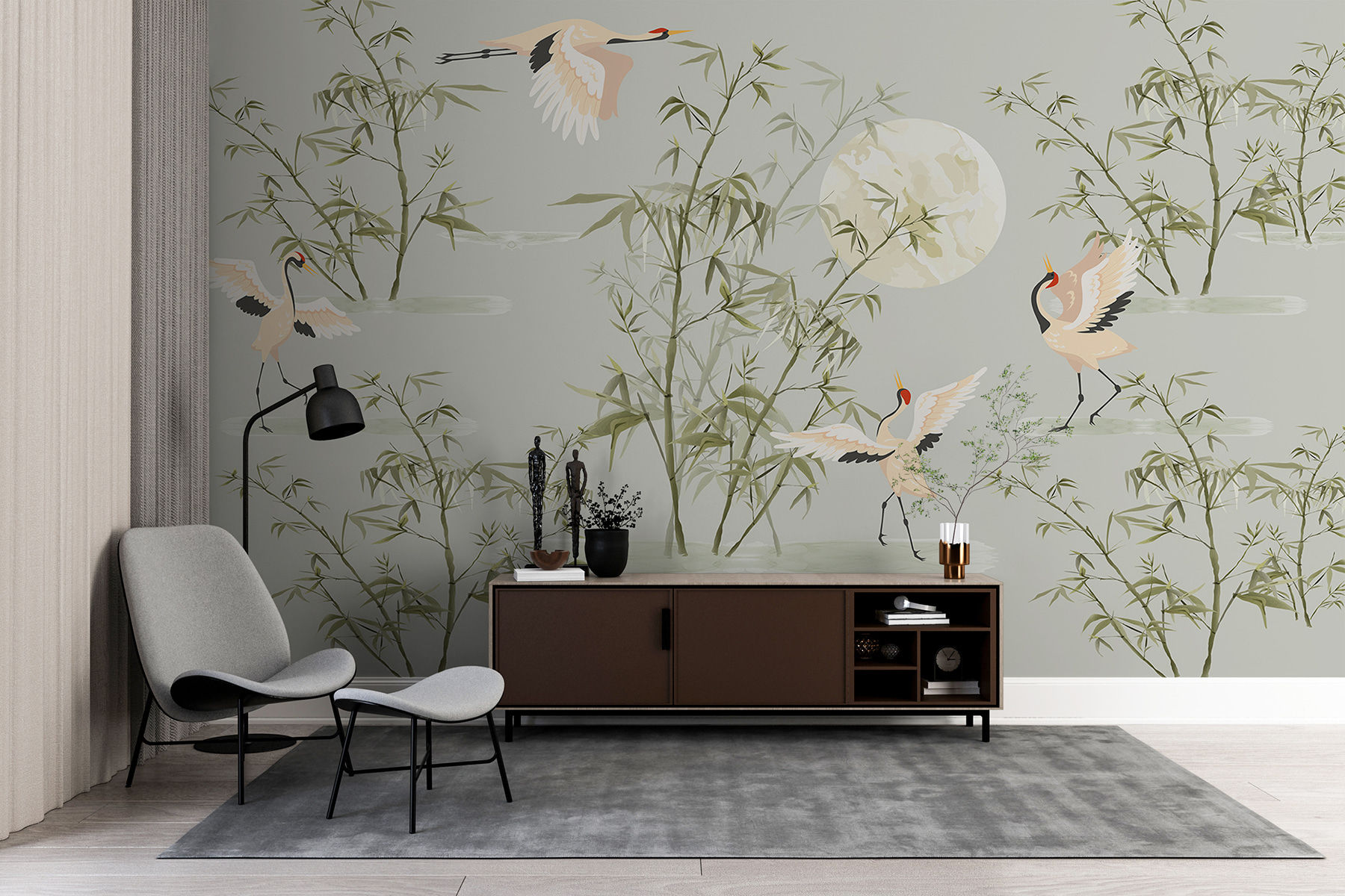 w00520pih2r - Tapeta s ptáky a bambusem - tegory